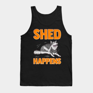 Cute & Funny Shed Happens Siberian Husky Puppy Pun Tank Top